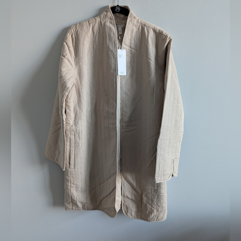Eileen Fisher Women's Khaki Open Front Quilted Jacket